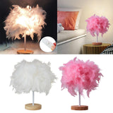 Maxbell Modern Feather Table Lamp Desk Light Romantic for Wedding Dorm Study Room White