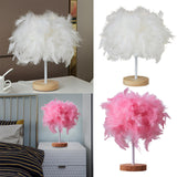 Maxbell Modern Feather Table Lamp Desk Light Romantic for Wedding Dorm Study Room White