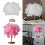 Maxbell Modern Feather Table Lamp Desk Light Romantic for Wedding Dorm Study Room White
