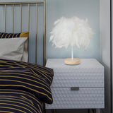 Maxbell Modern Feather Table Lamp Desk Light Romantic for Wedding Dorm Study Room White