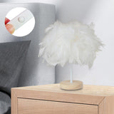 Maxbell Modern Feather Table Lamp Desk Light Romantic for Wedding Dorm Study Room White