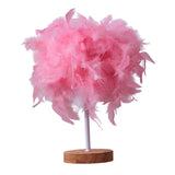 Maxbell Modern Feather Table Lamp Desk Light Romantic for Wedding Dorm Study Room Pink
