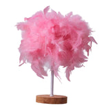 Maxbell Modern Feather Table Lamp Desk Light Romantic for Wedding Dorm Study Room Pink