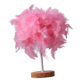 Maxbell Modern Feather Table Lamp Desk Light Romantic for Wedding Dorm Study Room Pink