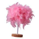 Maxbell Modern Feather Table Lamp Desk Light Romantic for Wedding Dorm Study Room Pink