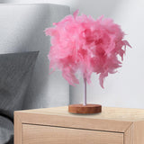 Maxbell Modern Feather Table Lamp Desk Light Romantic for Wedding Dorm Study Room Pink