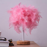 Maxbell Modern Feather Table Lamp Desk Light Romantic for Wedding Dorm Study Room Pink