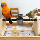 Maxbell Pet Parrot Playstand W/ Food Cup Bird Play Stand Wooden Perch for Cockatoo