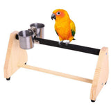 Maxbell Pet Parrot Playstand W/ Food Cup Bird Play Stand Wooden Perch for Cockatoo