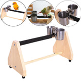 Maxbell Pet Parrot Playstand W/ Food Cup Bird Play Stand Wooden Perch for Cockatoo