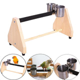 Maxbell Pet Parrot Playstand W/ Food Cup Bird Play Stand Wooden Perch for Cockatoo
