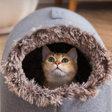 Maxbell Comfortable Pet Cat House Nest Dog Bed Puppy Kennel Winter Washable Cave Gray