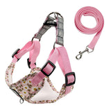 Maxbell Dog Harness and Leash Set Reflective with Adjustable Strap for Walking Pink Size S