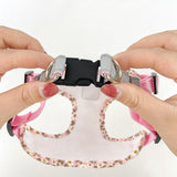 Maxbell Dog Harness and Leash Set Reflective with Adjustable Strap for Walking Pink Size S