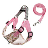 Maxbell Dog Harness and Leash Set Reflective with Adjustable Strap for Walking Pink Size S