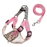 Maxbell Dog Harness and Leash Set Reflective with Adjustable Strap for Walking Pink Size S