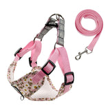 Maxbell Dog Harness and Leash Set Reflective with Adjustable Strap for Walking Pink Size S