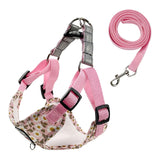 Maxbell Dog Harness and Leash Set Reflective with Adjustable Strap for Walking Pink Size S