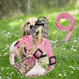 Maxbell Dog Harness and Leash Set Reflective with Adjustable Strap for Walking Pink Size S