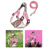 Maxbell Dog Harness and Leash Set Reflective with Adjustable Strap for Walking Pink Size S