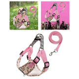 Maxbell Dog Harness and Leash Set Reflective with Adjustable Strap for Walking Pink Size S
