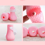 Maxbell 4 Pieces Cat Claw Covers Silicone Adjustable Cat Boots for Bathing Grooming Pink