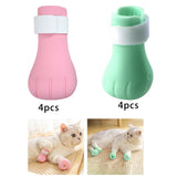 Maxbell 4 Pieces Cat Claw Covers Silicone Adjustable Cat Boots for Bathing Grooming Pink