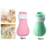 Maxbell 4 Pieces Cat Claw Covers Silicone Adjustable Cat Boots for Bathing Grooming Pink