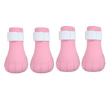 Maxbell 4 Pieces Cat Claw Covers Silicone Adjustable Cat Boots for Bathing Grooming Pink