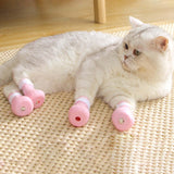 Maxbell 4 Pieces Cat Claw Covers Silicone Adjustable Cat Boots for Bathing Grooming Pink