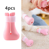 Maxbell 4 Pieces Cat Claw Covers Silicone Adjustable Cat Boots for Bathing Grooming Pink