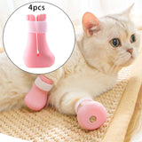 Maxbell 4 Pieces Cat Claw Covers Silicone Adjustable Cat Boots for Bathing Grooming Pink