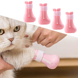 Maxbell 4 Pieces Cat Claw Covers Silicone Adjustable Cat Boots for Bathing Grooming Pink