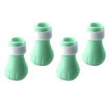 Maxbell 4 Pieces Cat Claw Covers Silicone Adjustable Cat Boots for Bathing Grooming Green