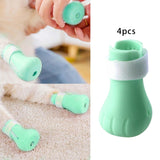 Maxbell 4 Pieces Cat Claw Covers Silicone Adjustable Cat Boots for Bathing Grooming Green