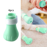 Maxbell 4 Pieces Cat Claw Covers Silicone Adjustable Cat Boots for Bathing Grooming Green