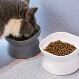 Maxbell Elevated Cat Bowls Tilted Upper and Lower Bowls Stylish Durable Cat Dishes White
