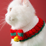 Maxbell Wool Knitted Christmas Cat Collar Scarf Neck Jewelry Necklace Bell S