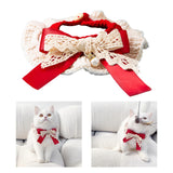 Maxbell Wool Knitted Christmas Cat Collar Scarf Neck Jewelry Necklace Bowknot S