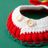 Maxbell Wool Knitted Christmas Cat Collar Scarf Neck Jewelry Necklace Bowknot S