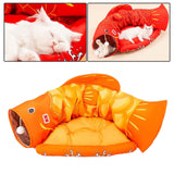 Maxbell Cat Tunnel Pet Interactive Toy Washable Cushion with Ball for Hedgehog Yellow
