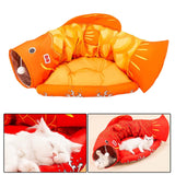 Maxbell Cat Tunnel Pet Interactive Toy Washable Cushion with Ball for Hedgehog Yellow
