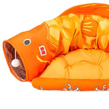 Maxbell Cat Tunnel Pet Interactive Toy Washable Cushion with Ball for Hedgehog Yellow