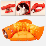 Maxbell Cat Tunnel Pet Interactive Toy Washable Cushion with Ball for Hedgehog Yellow
