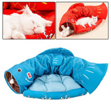 Maxbell Cat Tunnel Pet Interactive Toy Washable Cushion with Ball for Hedgehog Blue