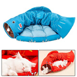 Maxbell Cat Tunnel Pet Interactive Toy Washable Cushion with Ball for Hedgehog Blue