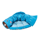 Maxbell Cat Tunnel Pet Interactive Toy Washable Cushion with Ball for Hedgehog Blue