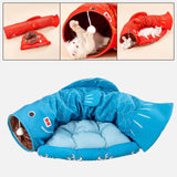 Maxbell Cat Tunnel Pet Interactive Toy Washable Cushion with Ball for Hedgehog Blue