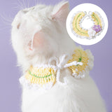 Maxbell Hand Knitted Cat Collar Accessories Dog Neck Jewelry for Pet Supplies Flower M