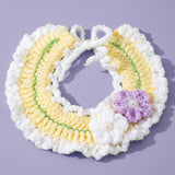 Maxbell Hand Knitted Cat Collar Accessories Dog Neck Jewelry for Pet Supplies Flower M